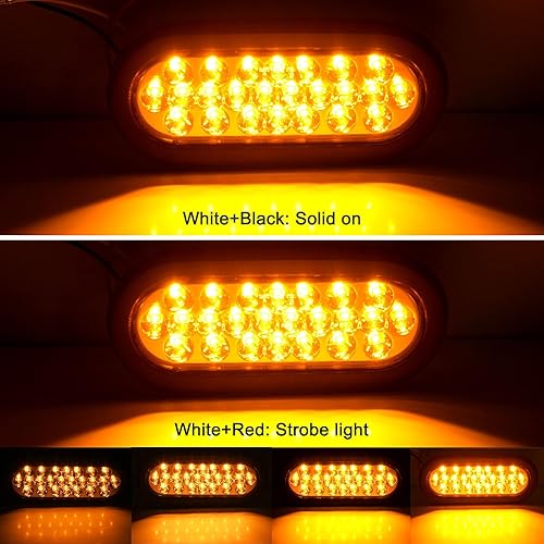 Miniatura 3 de 4 luces estroboscópicas LED ovaladas de 6 pulgadas, color ámbar, 24 LED, empotradas, ovaladas, para camión, remolque, remolque, luces direccionales,