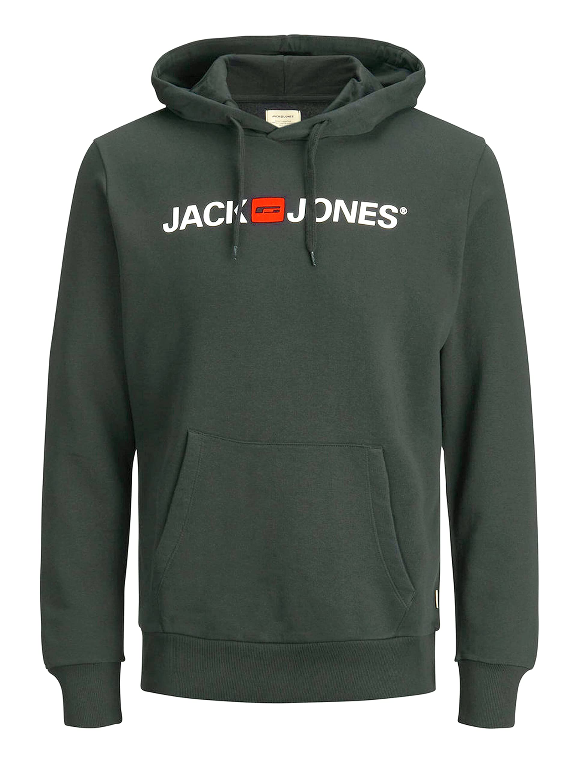 JACK & JONES Male logo hoodie, Green (Rosin/Reg Fit - Melange), XS