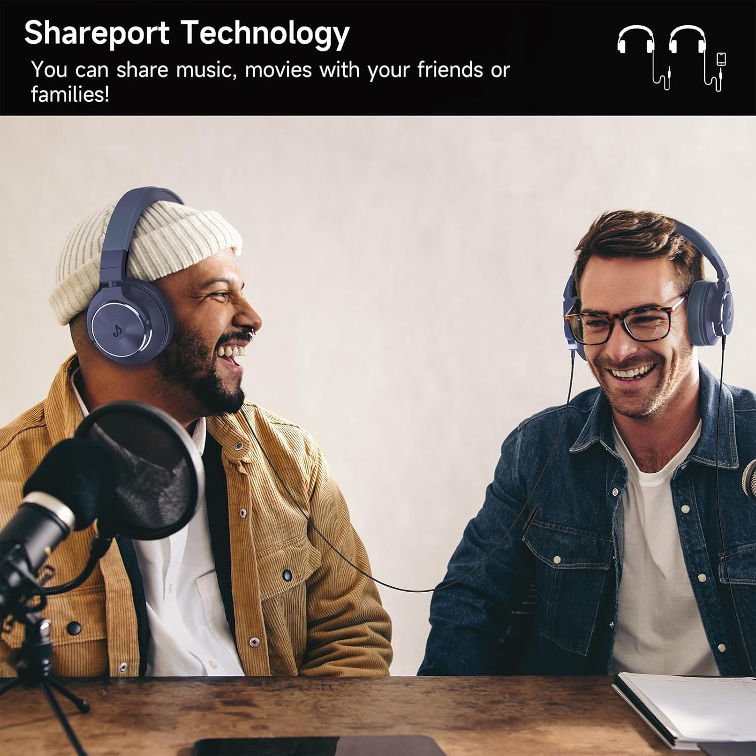 Wired Over Ear Headphones, Studio Monitor & Mixing DJ Headphones with 50mm Neodymium Drivers and 1/4 to 3.5mm Jack for Guitar Podcast AMP Piano Keyboard (Dark Blue)