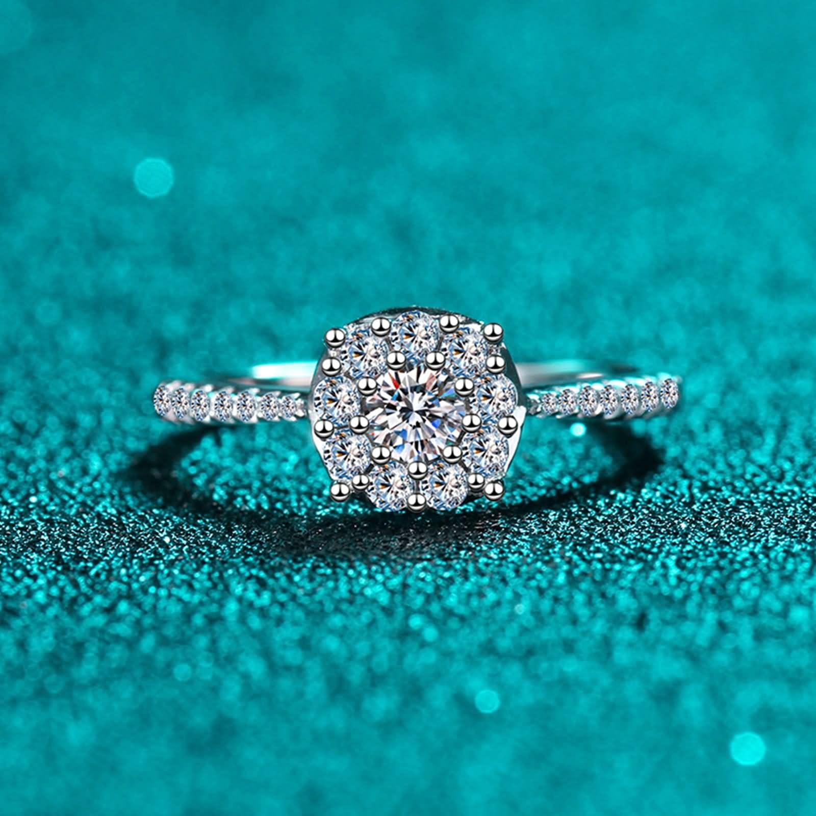 Anello in argento Sterling 925 con moissanite, adatto per feste di compleanno