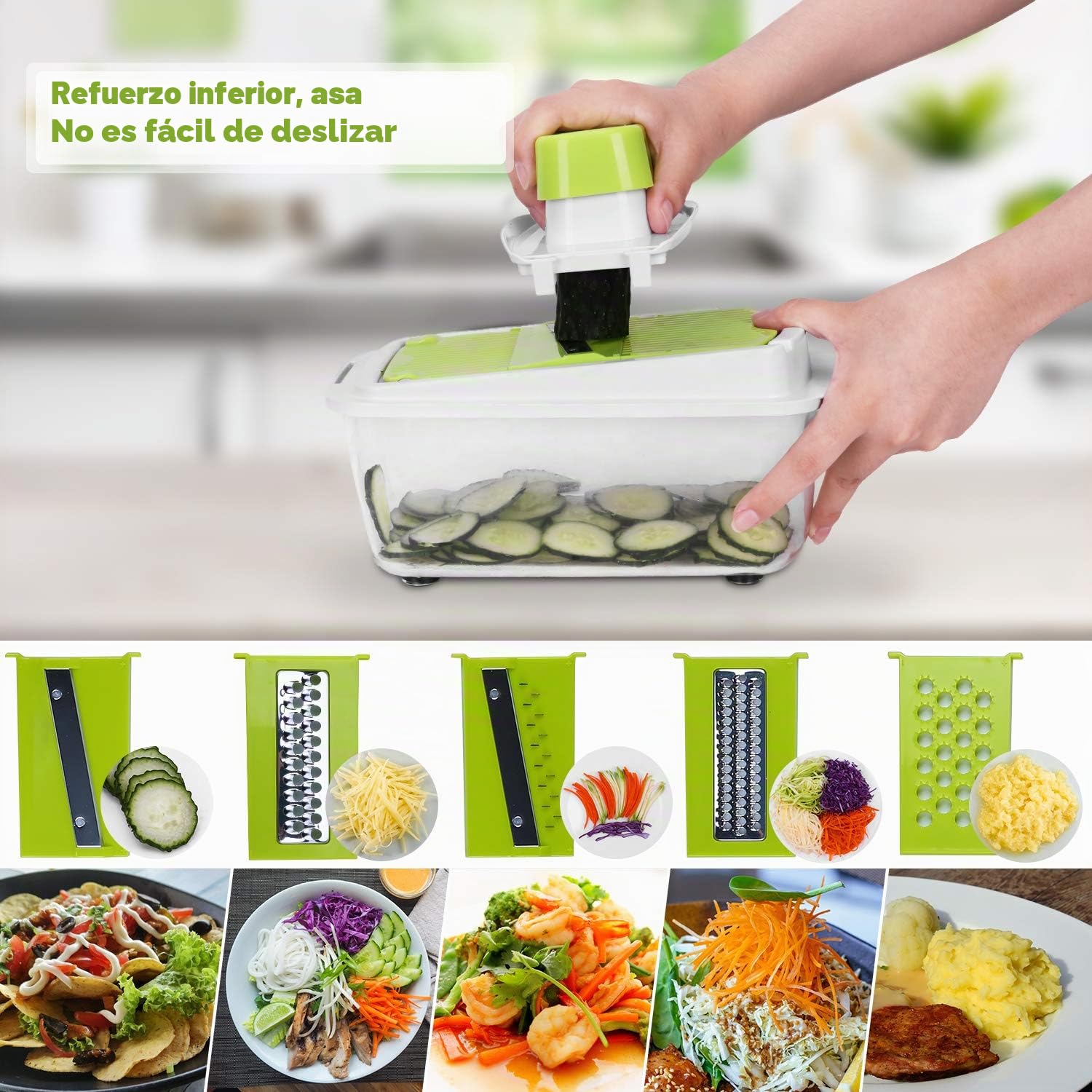 Mandolina multifuncional 23 piezas de mandolina de cocina de corte de verduras multifuncionales, cortador de verduras manual cubo tomates, patata, zanahoria, cebollas