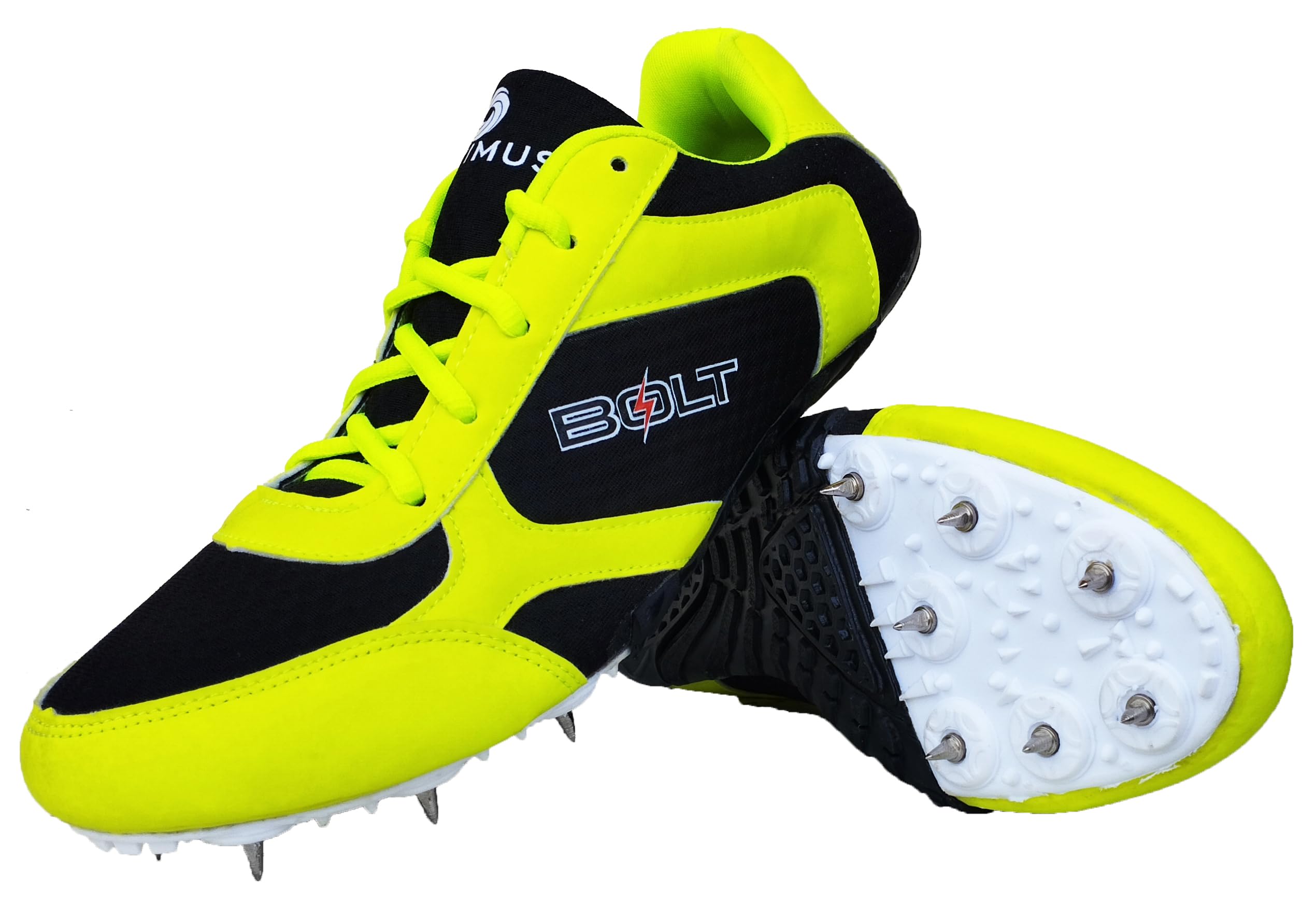 Bolt Unisex Athletic Spike Shoes For Running Racing Sprint Light Weight with PU Sole - Black Size 9 (Free Set of 14 Spike Nails & 1 Key)