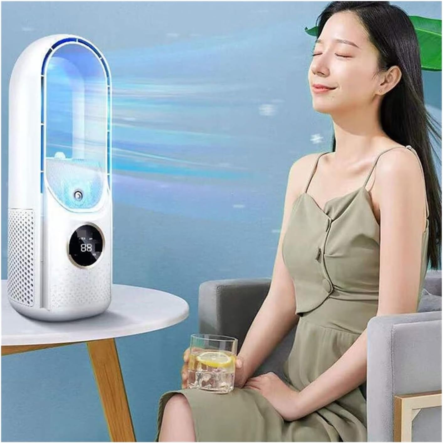 Rechargeable Portable Mini Air Conditioner - Evaporative Air Cooler for Personal Use, Ideal for Desktop(White)