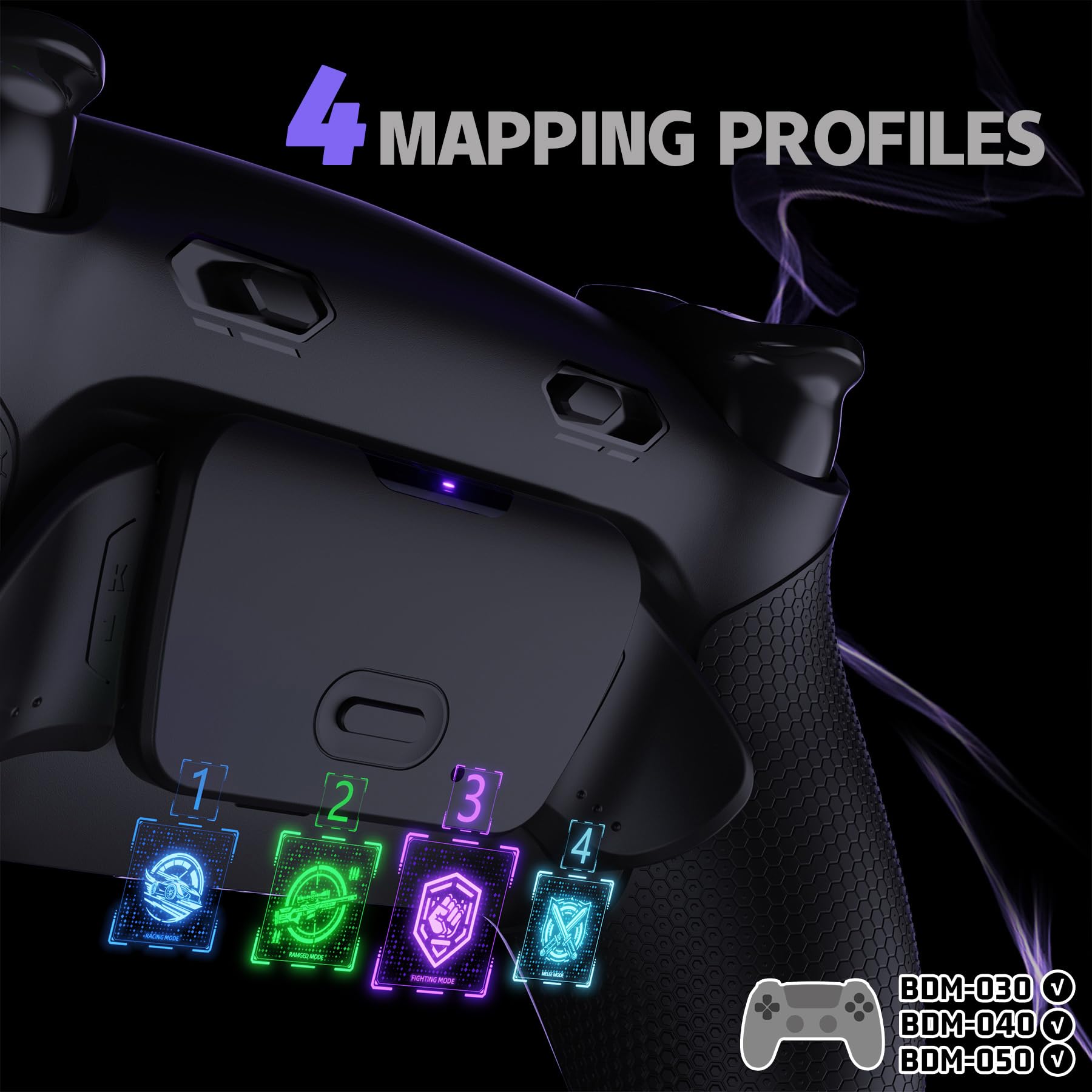 eXtremeRate RISE Plus MAX Tasti Aggiuntivi Clicky Trigger Stop per ps5 Controller BDM-030/040/050,Palette Posteriori Back Button Remap Kit per ps5 Joystick-Senza Controller-Nero