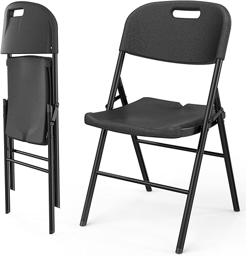 VINGLI Sillas plegables, silla plegable resistente, asiento portátil de plástico HDPE con marco de acero para interiores y exteriores, comedor,