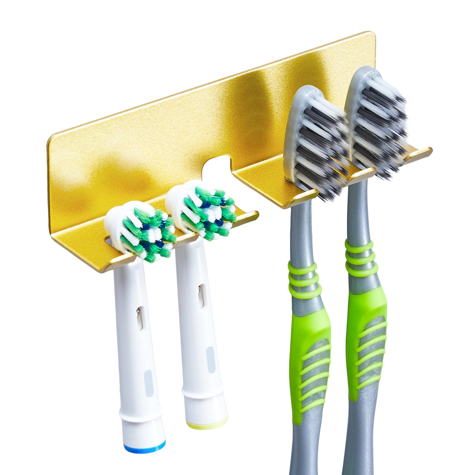 GGQ Zahnbürstenhalter Elektrische Zahnbürste - Zahnbürstenhalter Wand Ohne Bohren, Aufsteckbürsten Halter, Elektrische Zahnbürste Halterung, Selbstklebend Zahnbürstenkopf Halter (Gold, Groß)