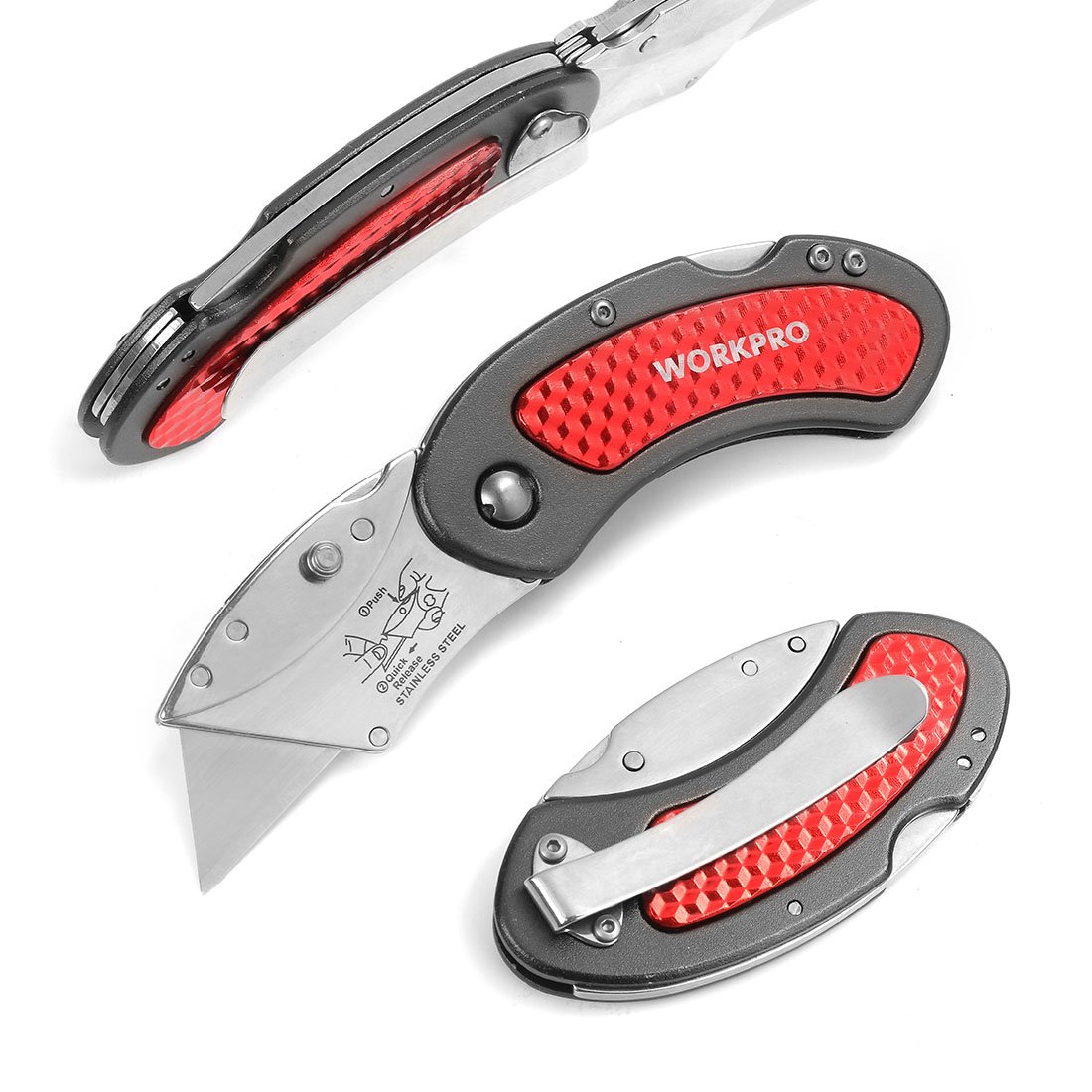 WORKPRO Folding Utility Knife Set Quick Change Blade, Backlock