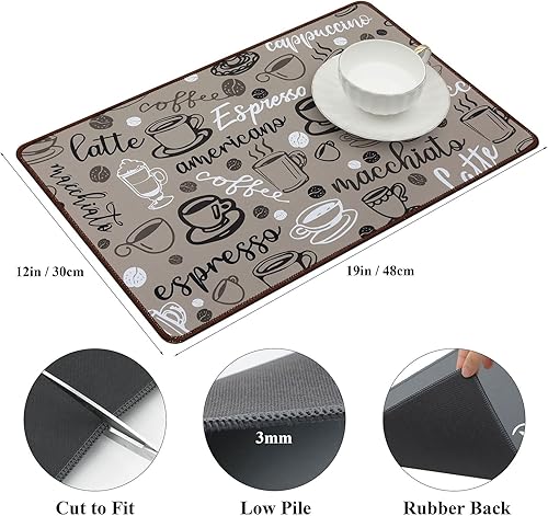 Miniatura 9 de SHACOS 2 alfombrillas de café de 12 x 19 pulgadas, alfombrilla de café absorbente antideslizante para encimeras, accesorios de cafetería, tapete de