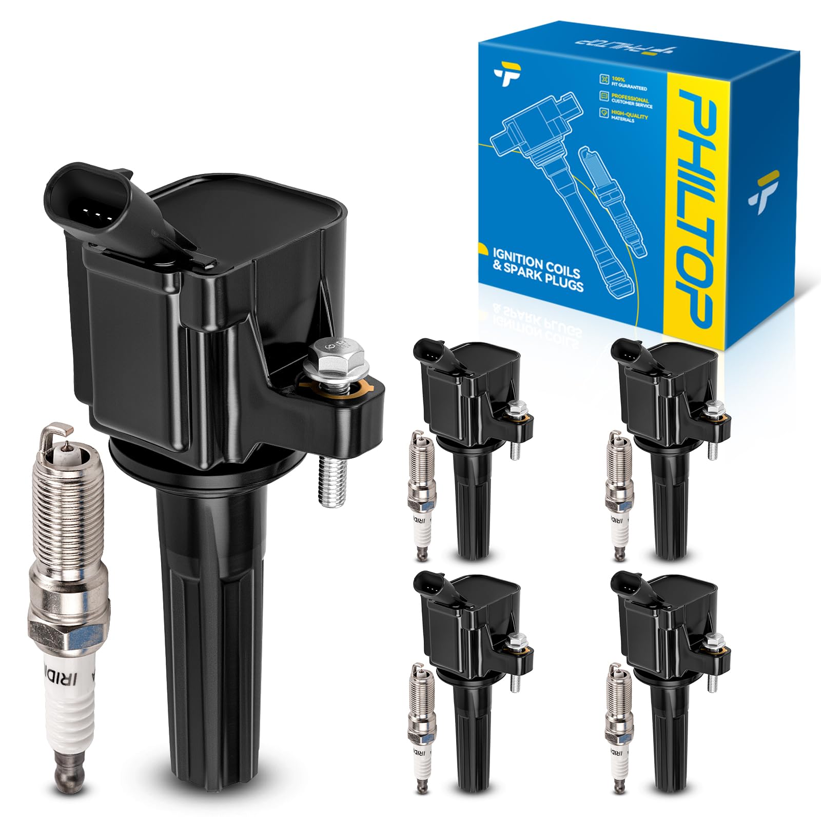 PHILTOP 5 Ignition Coils &amp; 5 Spark Plugs Set Fit for Trailblazer Colorado