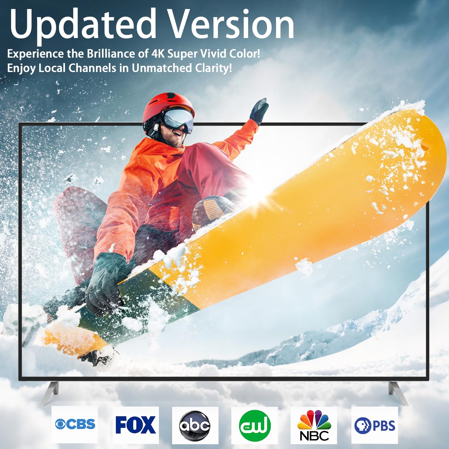 Antena de TV digital para interiores con base magnética fuerte, recepción de 360° y largo alcance para canales locales, fácil instalación, compatible con 4K 1080p para canales locales gratuitos