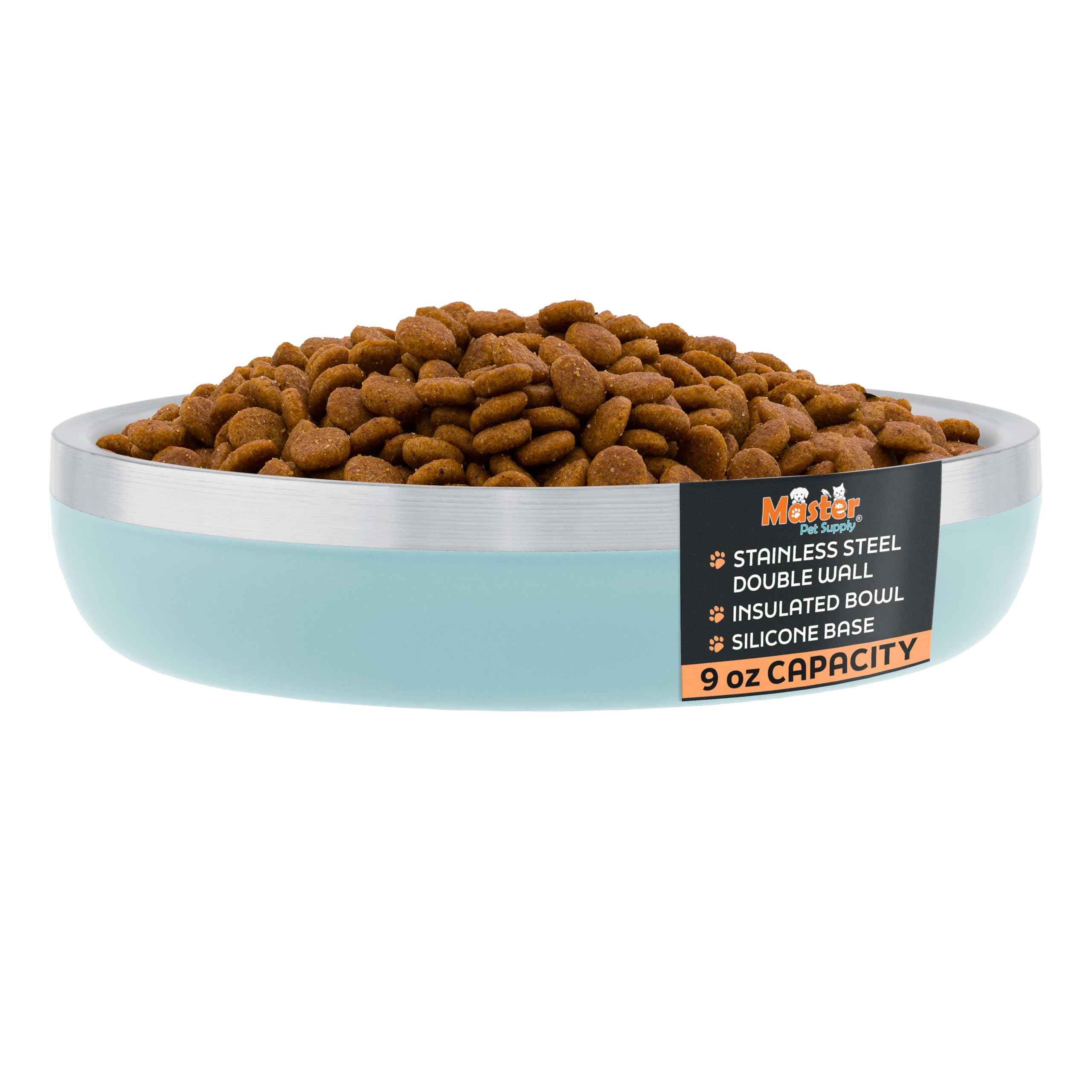 Gamelles pour chat en acier inoxydable Master Pet Supply double paroi bleu ciel