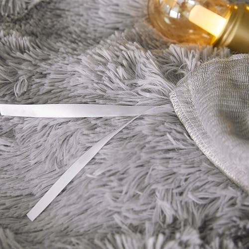 Miniatura 7 de BEDCHOICE Juego de funda de edredón de felpa mullida de 3 piezas, tamaño Queen, de pelo sintético, juego de ropa de cama de terciopelo ultra suave