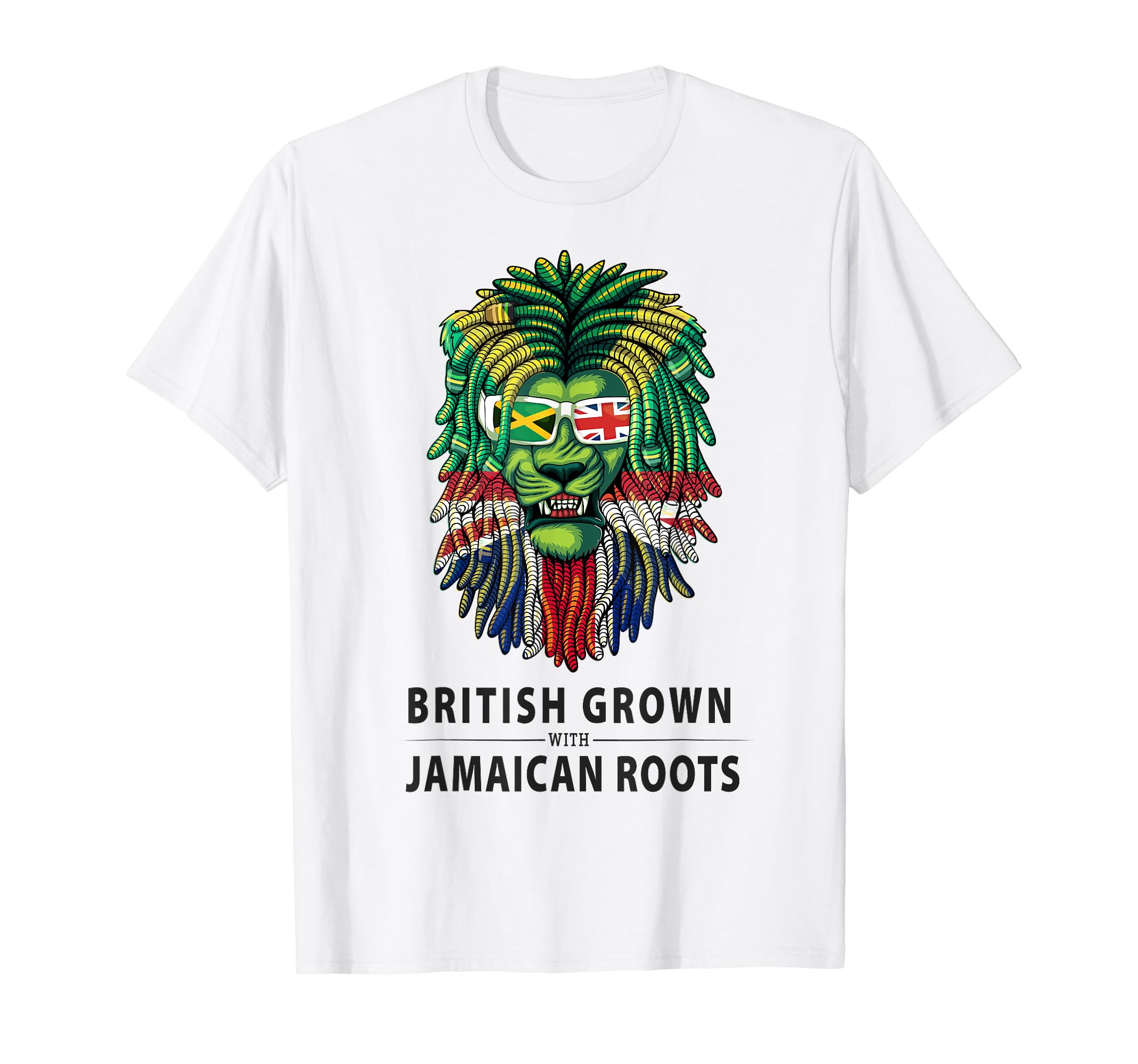 Jamaican Tees For Women & UK British Jamaica RootsBritish Grown With Jamaican Roots Idea With Lion Dreadlocks T-Shirt