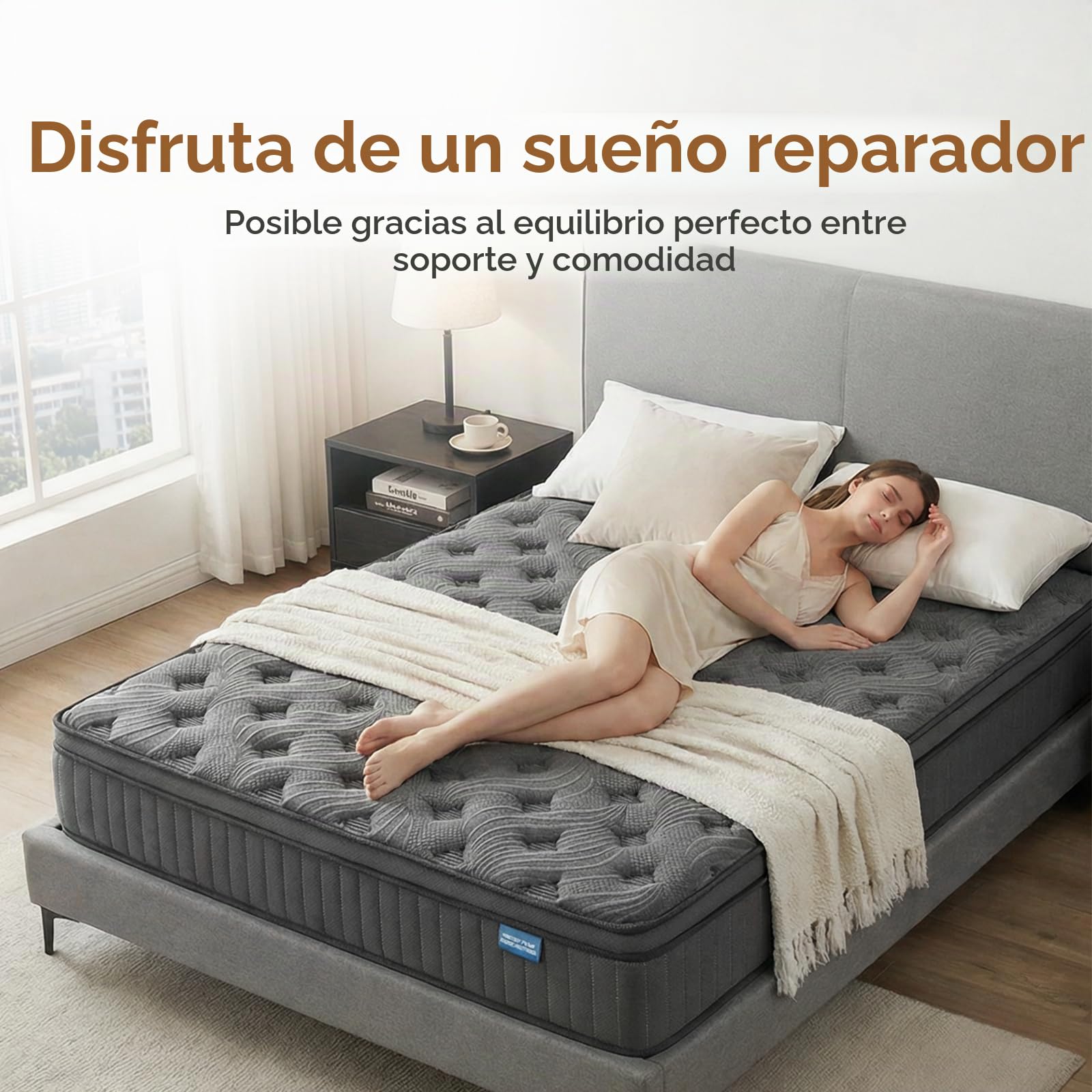 Colchón híbrido de 160 x 200 cm – 25 cm con núcleo de muelles ensacados de 7 zonas, dureza H3, colchón ortopédico de muelles con espuma viscoelástica de gel, transpirable y cómodo (160 x 200 cm