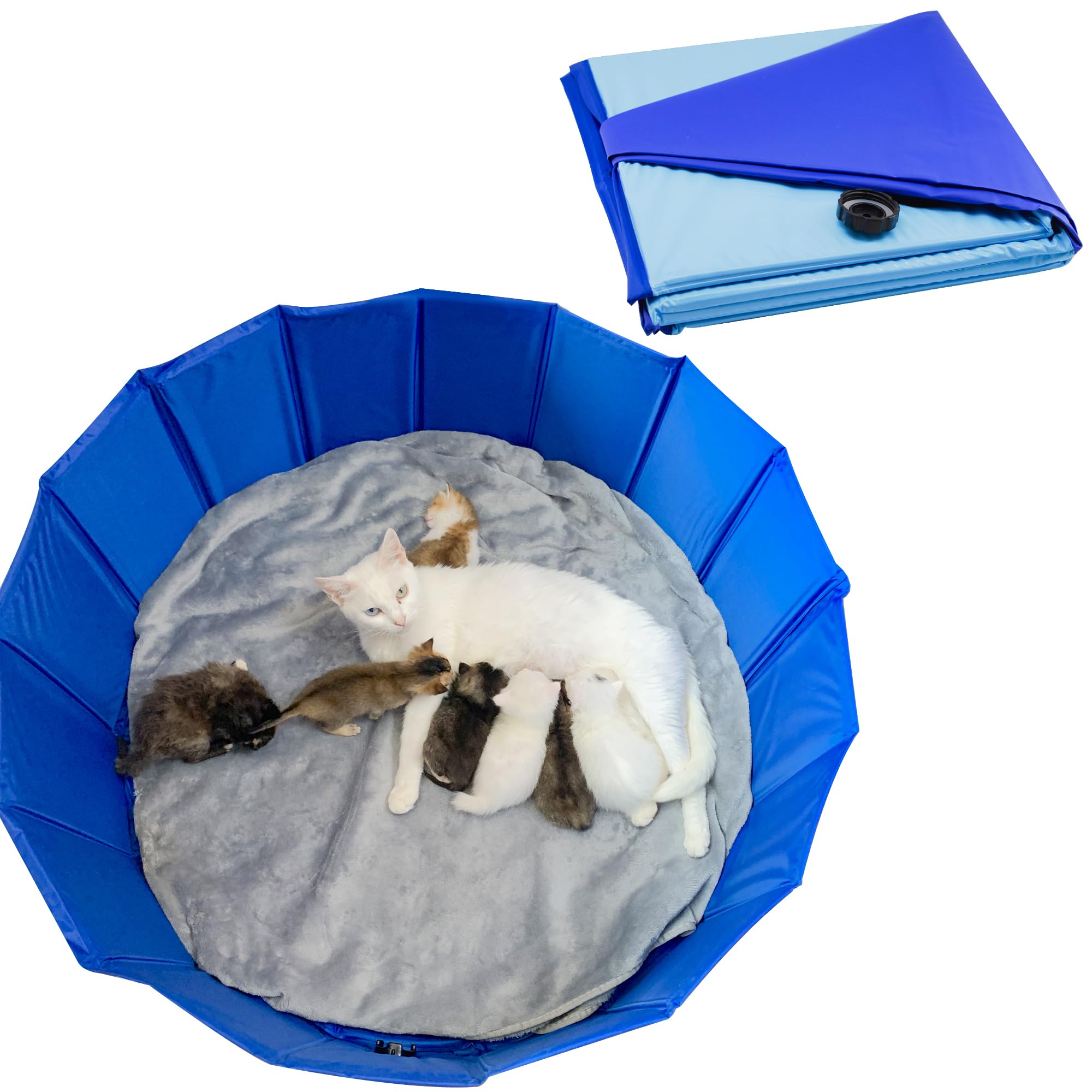 Birthing and Activity Bed for Kittens Puppies and Small Pets, Large Foldable Pet Nest, 31.5 Inch Diameter 11.8 Inch Height