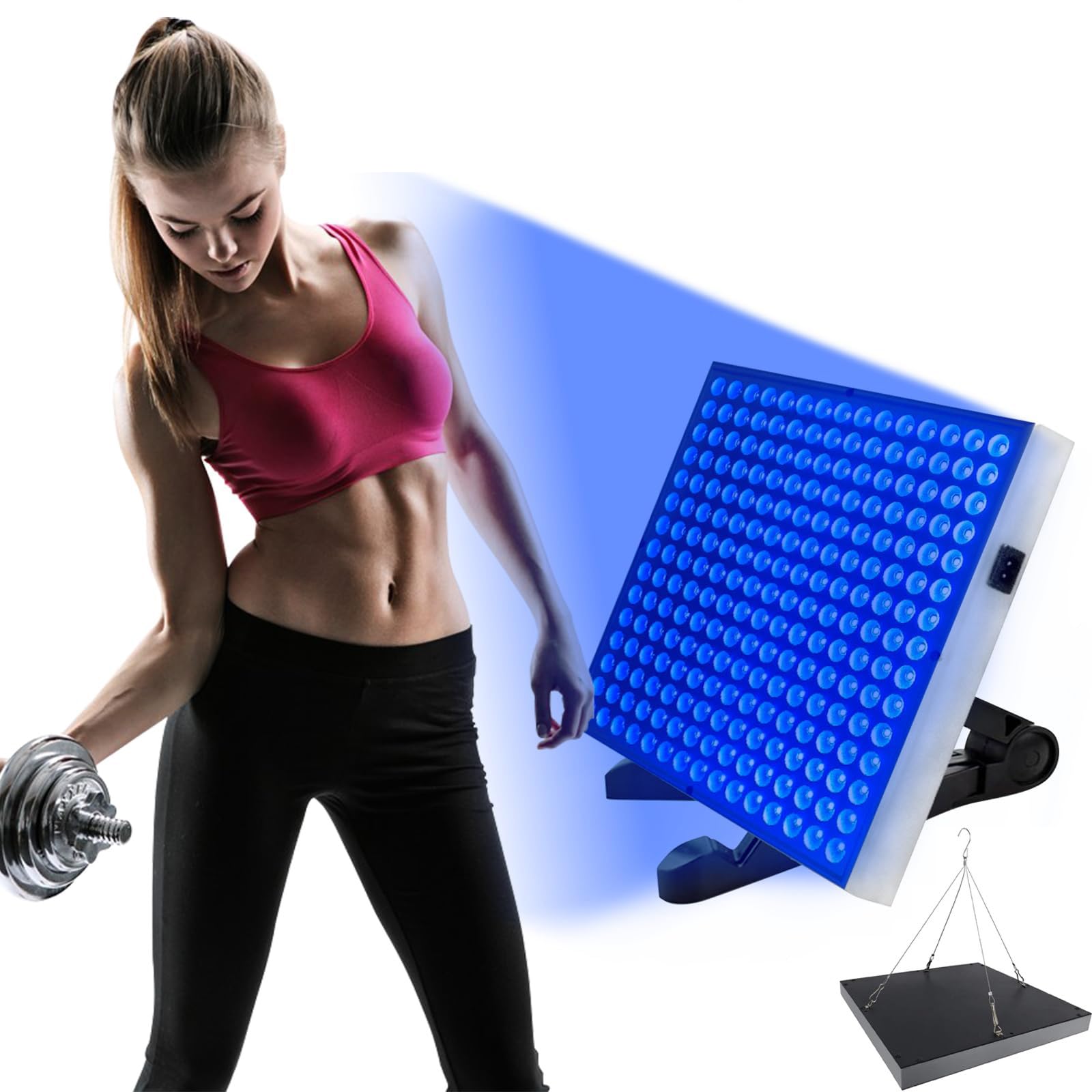 15w/45w Lampa Opalająca Domowa Z Maską Na Oczy I Uchwytem, ​​lampa Opalająca O Pełnym Niebieskim świetle 460nm Z 225 Diodami LED,45W