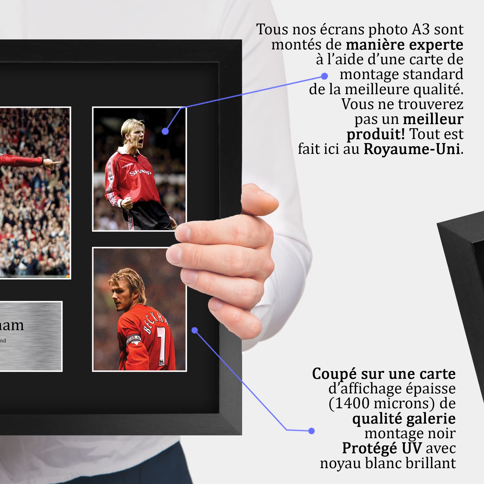 HWC Trading FR A3 David Beckham Cadeaux imprimés photo autographe signée pour les fans de football et les supporters - A3 Encadré