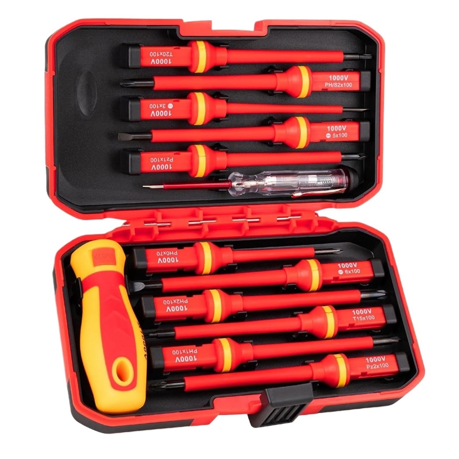 10 in 1 cacciavite for elettricista isolato set ad alta durezza for uso domestico croce magnetica a forma di parola prugna esagonale(13 PCS Combo)
