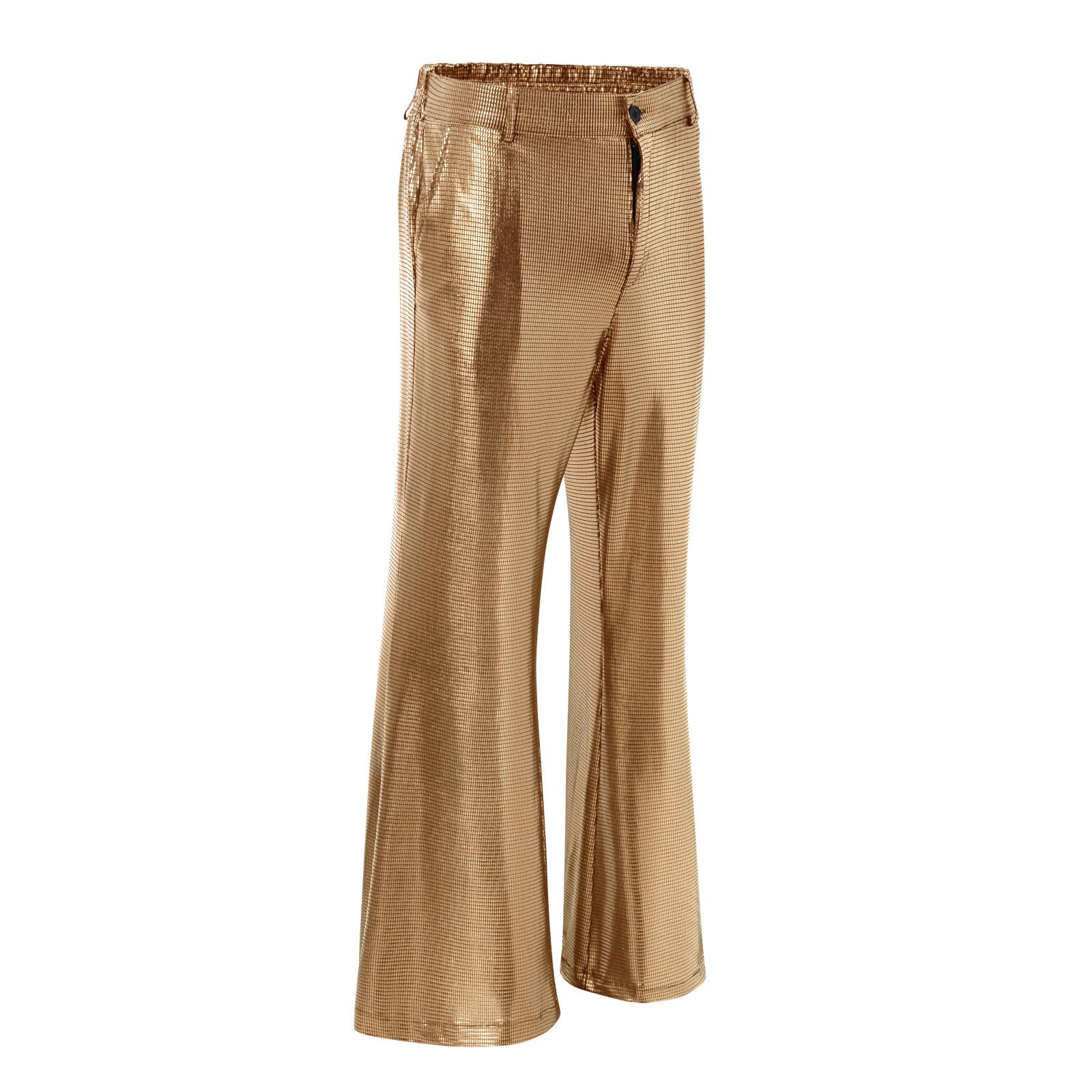 Schlaghose Herren 70Er Jahre Outfit Glitzer Hippie Disco Kostüm Ausgestellte Hose Jazzhose Festliche Tanzhose Nachtclubhose Paillettenhose Eisseide Anzughose Retro Pants