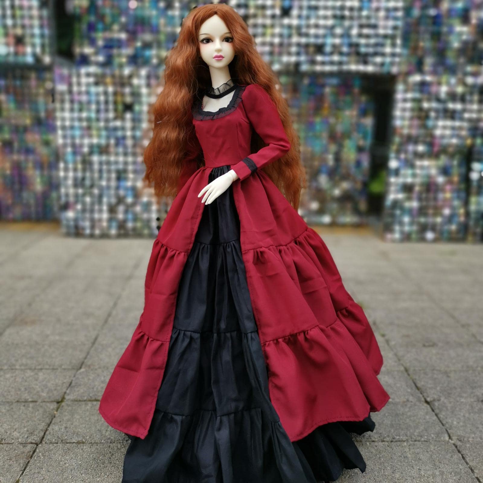 Colcolo Puppenkleid BJD Doll Kleid Weicher Stoff Handgefertigt Mode Kleider für Kinder Mädchen Fantasievolles Spiel Geschenk, Dunkelrot