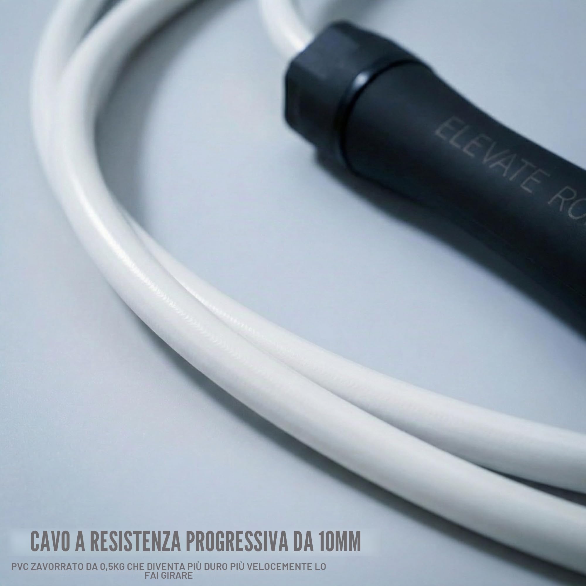 Elevate Rope Corda Pesata per Saltare Regolabile 3 m con App Gratis Inclusa – Cavo PVC 10 mm per Forza e Cardio