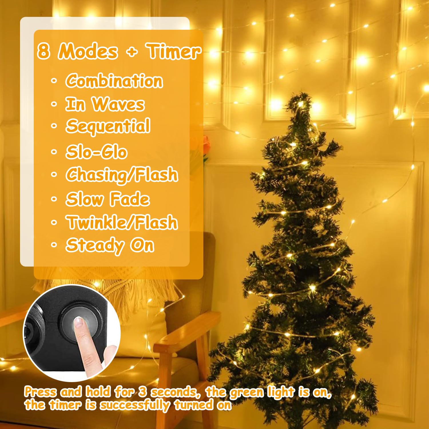 Łańcuch świetlny do użytku na zewnątrz, 40 m, 400 diod LED, wewnętrzny łańcuch świetlny z wtyczką z 8 trybami + 6/18 timerów, zewnętrzna rura świetlna, dekoracja bożonarodzeniowa, 31 V, na