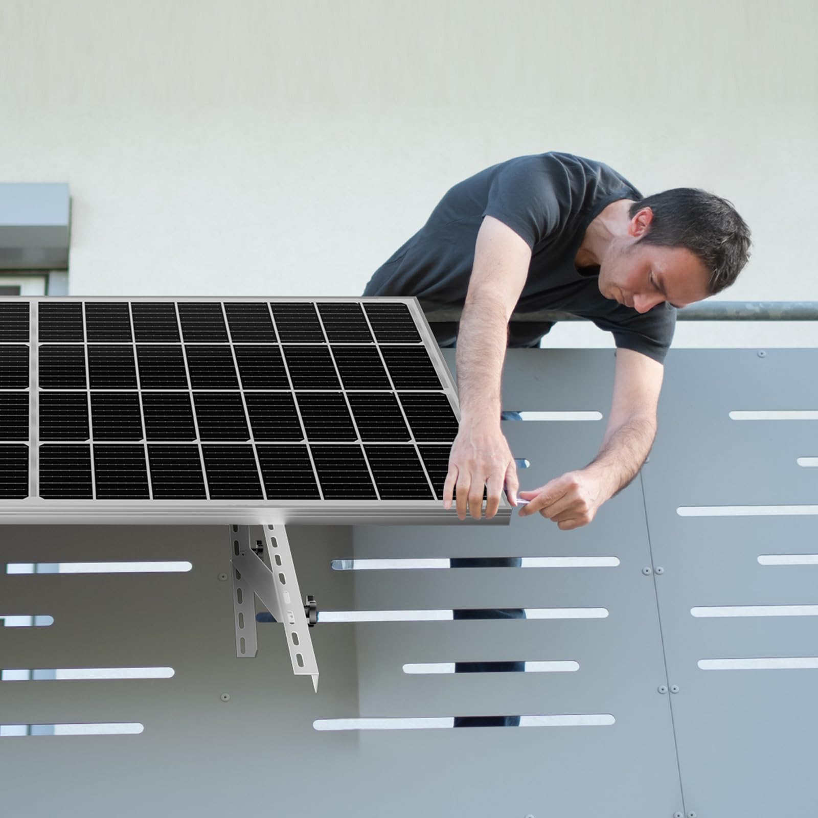 4 x 118 cm soporte panel solar, Ajustable De 0° a 90°, 46.5 Pulgadas Módulo Solar, Juego de Fijación Para Techo Plano, Para Panel Solar de 100W-400W, Barco, Caravana, Techo, Sistema off-Grid