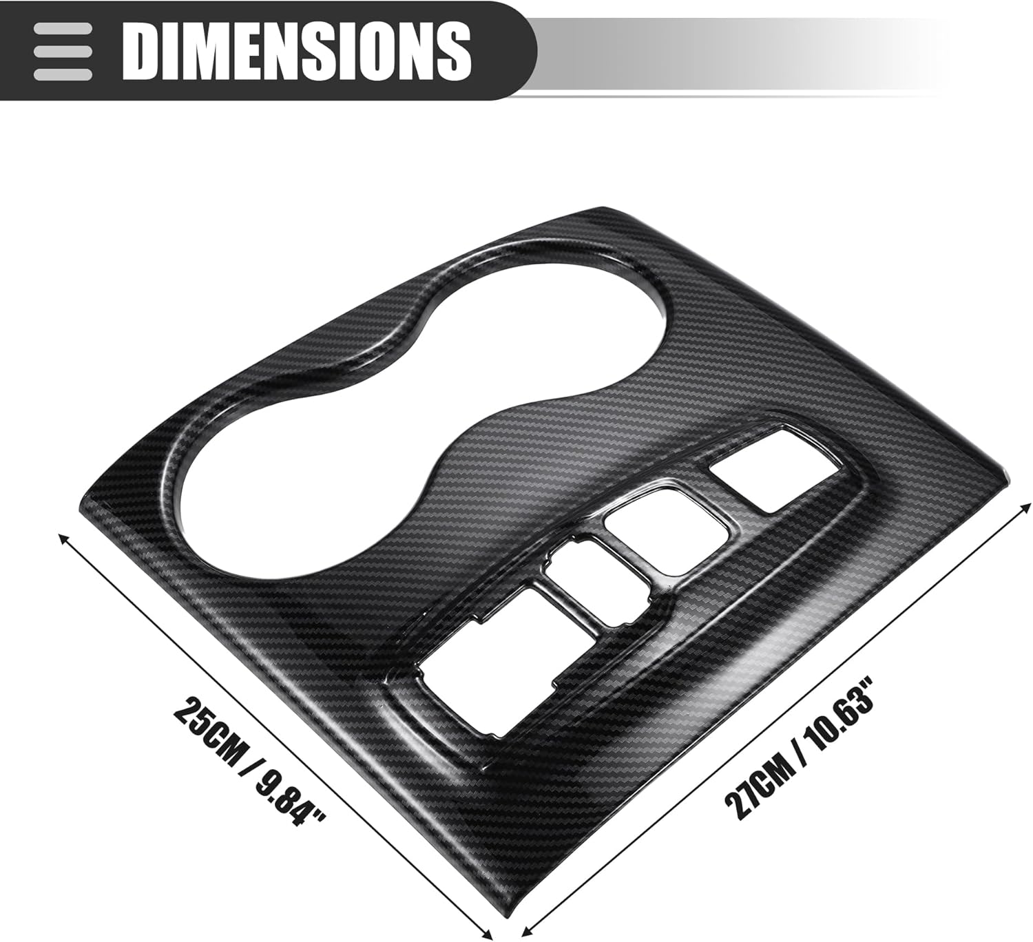 Motoforti Central Control Gear Shift Panel Cup Holder Cover, Interior Decoration Accessories, for Honda Ridgeline 2020-2023, ABS, Carbon Fiber Pattern Black