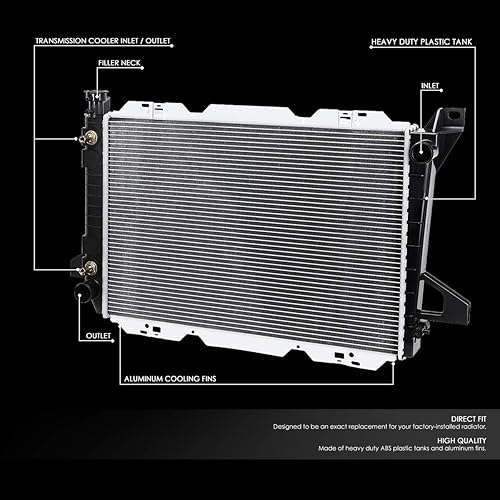 Miniatura 30 de DNA Motoring OEM-RA-1452 Radiador de núcleo de aluminio de 1 fila estilo OE compatible con 85-96 F150 / F250 / F350 MT/AT, 27-1/2 pulgadas de ancho