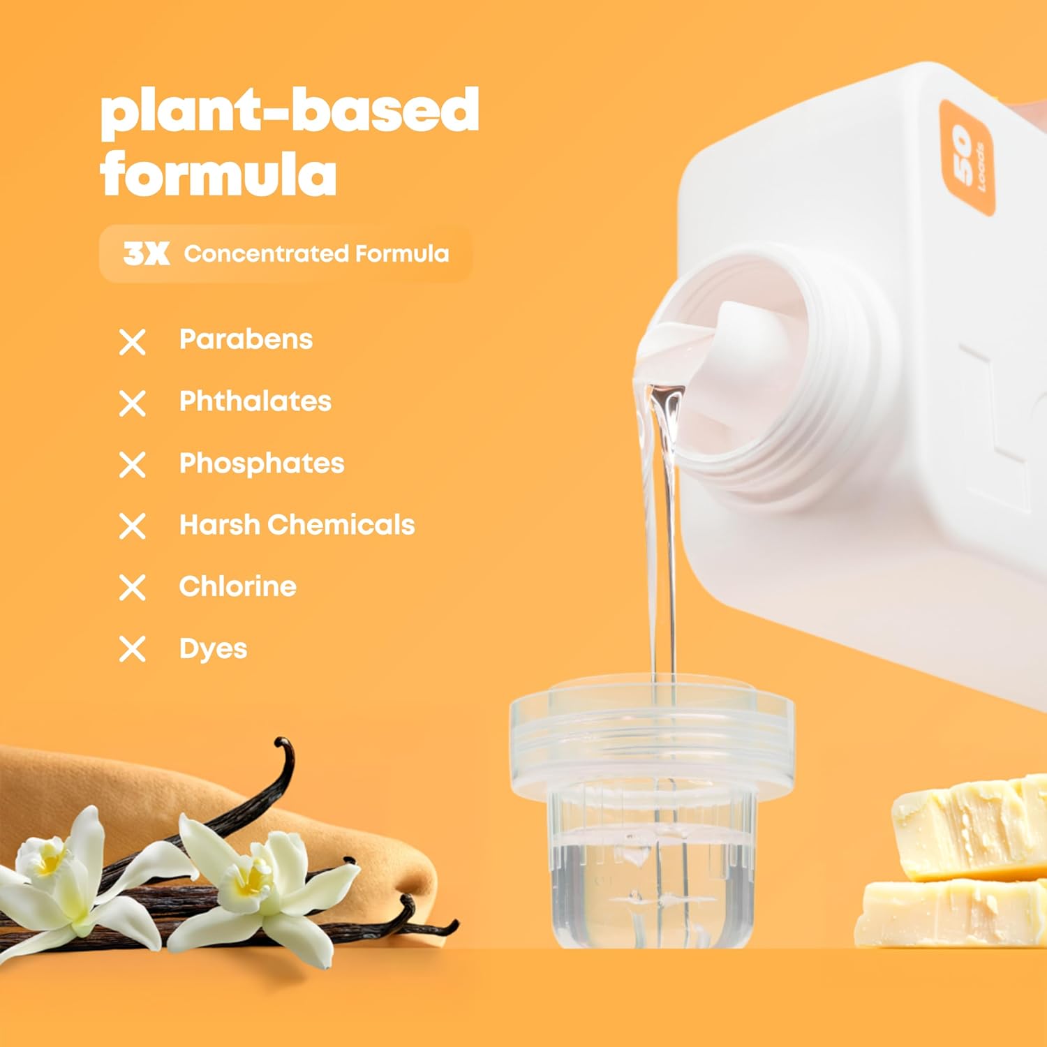 Loaded Laundry Detergent, Luxury Cologne & Perfume Scented | 50 Loads | Vanilla & Cashmere | Skin-Friendly & Plant-Based | Made in USA | 32 oz - Image 3