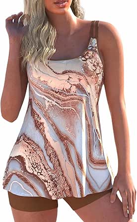 ROSEWE 2025 Tankini Swimsuits for Women, Two Piece Bathing Suits with Shorts