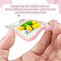 Vista 4 de Colarr 14 bolsas de pastillas AM PM reutilizables con cremallera para día y noche, organizador de píldoras con cierre deslizante para estuche de Rosa