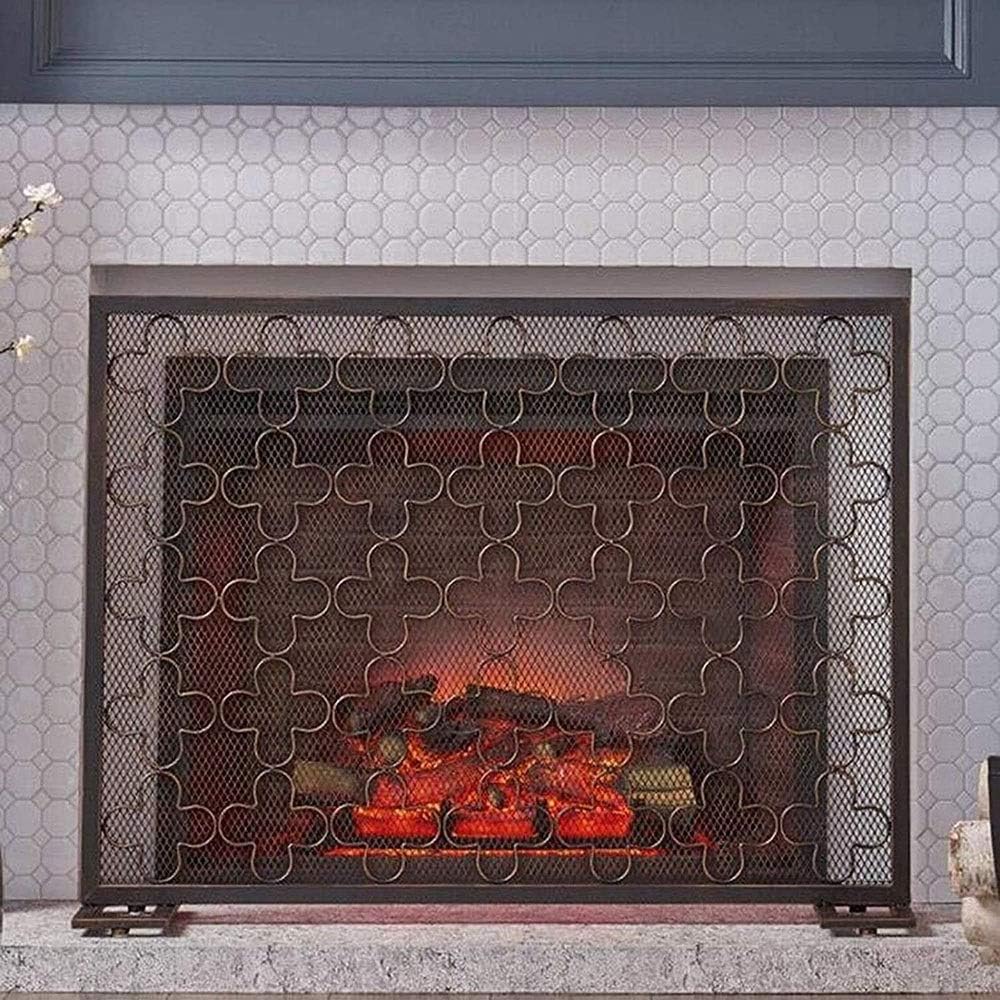 Antique Style Mesh Fireplace Screen - Iron Fire Barrier Panel, Spark Protection Accessory for Safe Bedroom Décor