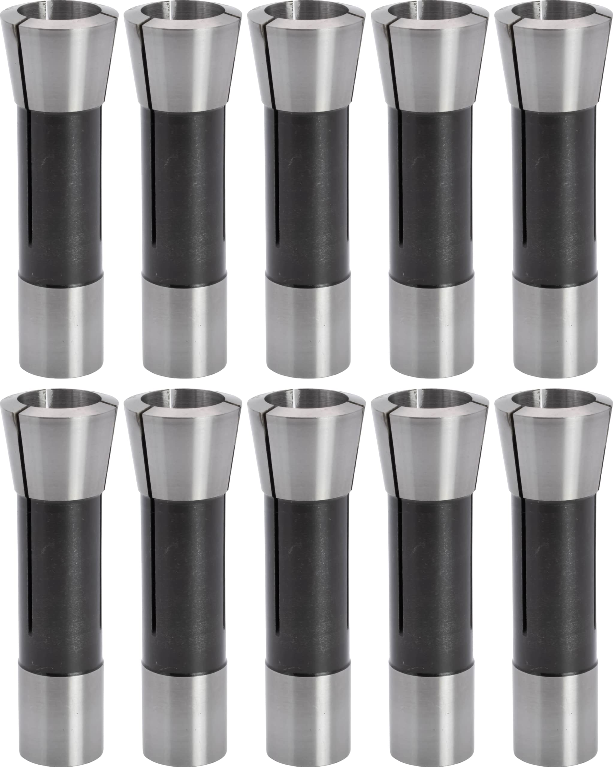 10 pcs R8 Collets, 7/8" Collet Size, 7/16"-20 Drawbar Thread, Hardened and Spring Tempered Steel