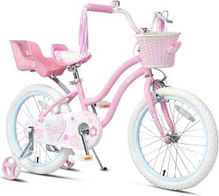 Glerc Petal Girls Bike 12-18 Inch for Ages 2-9, Kids Bike with Training Wheels, Basket & Streamers, Princess Style Kids Bicycle, for Girls