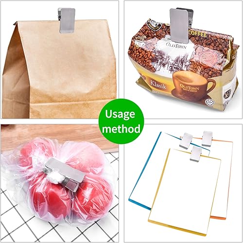 Miniatura 5 de Clips para bolsas de chips de acero inoxidable, clip grande y resistente para oficina, cocina, escuela, ideal para papel, alimentos, fotos,
