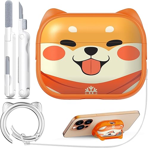 RFUNGUANGO Funda protectora compatible con AirPods Pro de 2 generación, con función de soporte para teléfono celular, funda protectora adecuada para