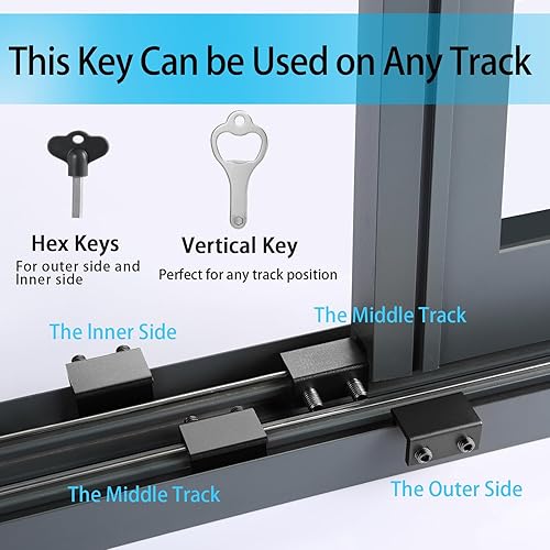 Miniatura 7 de ZRFCXE Cerraduras para ventana, paquete de 4 cerraduras de ventana corredizas con llave para puertas correderas verticales y horizontales, fáciles