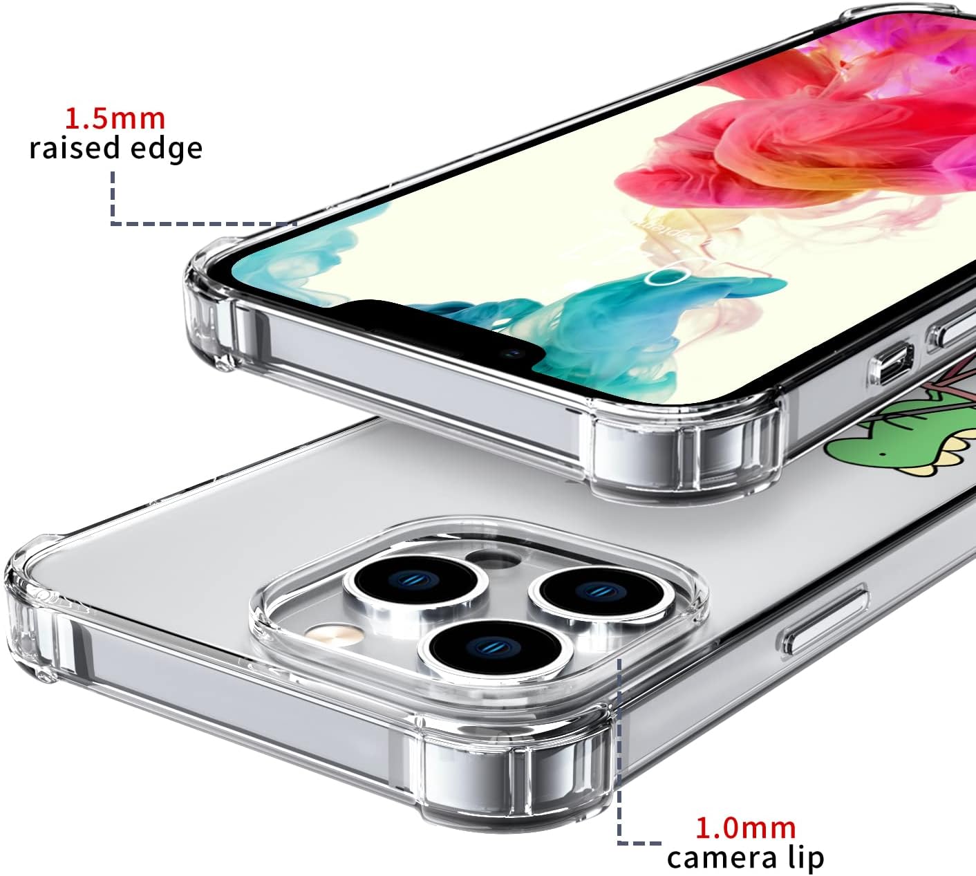 Lovely Dinosaur Phone Case for iPhone 11 Dinosaur Ladder Case Cover Clear Phone Case w/Four Corner Reinforced Shockproof Girly Women Phone Cover Transparent with Cute Design - Image 2