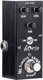 Guitar Pedal, Horse Electric Ultimate Overdrive Guitar Effects Pedals Mini Single Type DC 9V True Bypass (Black)