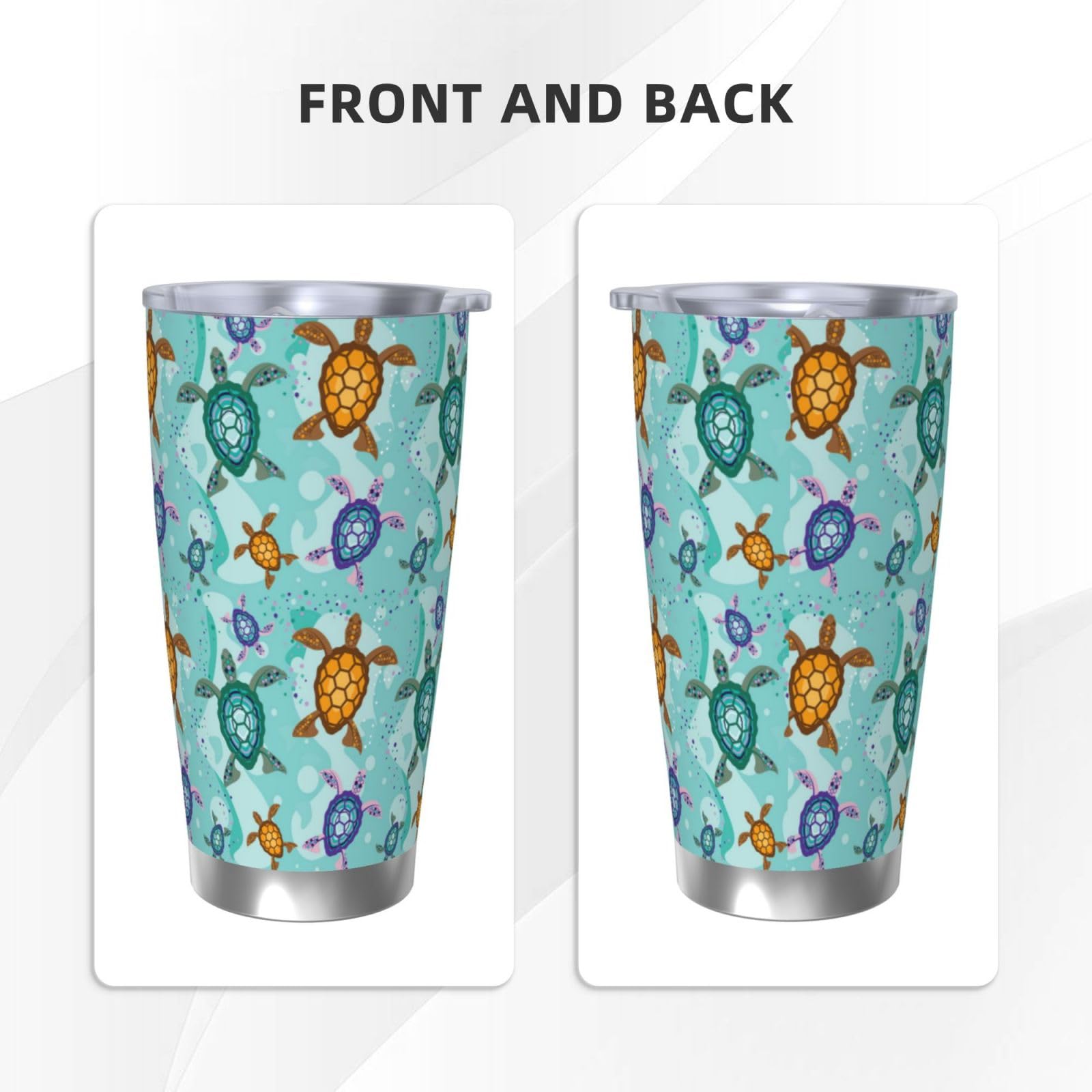 Xinvast Sea Turtle Coffee Tumbler Vacuum Insulated Water Bottle Stainless Steel Insulated Travel Mug for Girl Women 20 Oz - Image 2