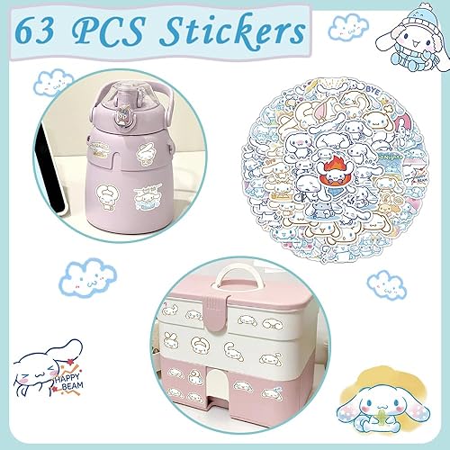 Miniatura 4 de Kawaii Blue Cute Stuff Set de regalo de suministros de oficina incluyendo calcomanías azules, llavero azul, lindo cordón azul, pines de botón