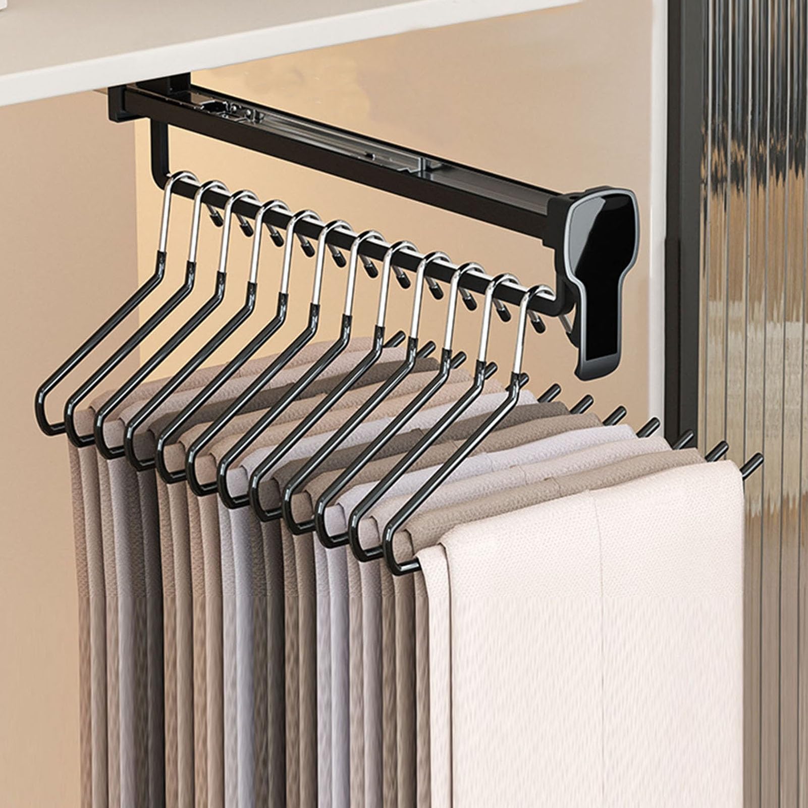 WMYYZYQ Pull Out Trousers Rack,Pants Rack Clothes Organizer, Closet Clothes Hanger Rail for Closet,Loading Capacity 15 Kg,31cm,56cm