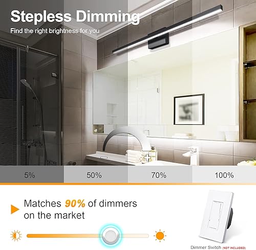 Miniatura 3 de VOLISUN Moderna lámpara de tocador de baño de 39.4 pulgadas, 24 W, regulable, 5CCT, lámpara de baño LED sobre el espejo, luz de tocador de barra