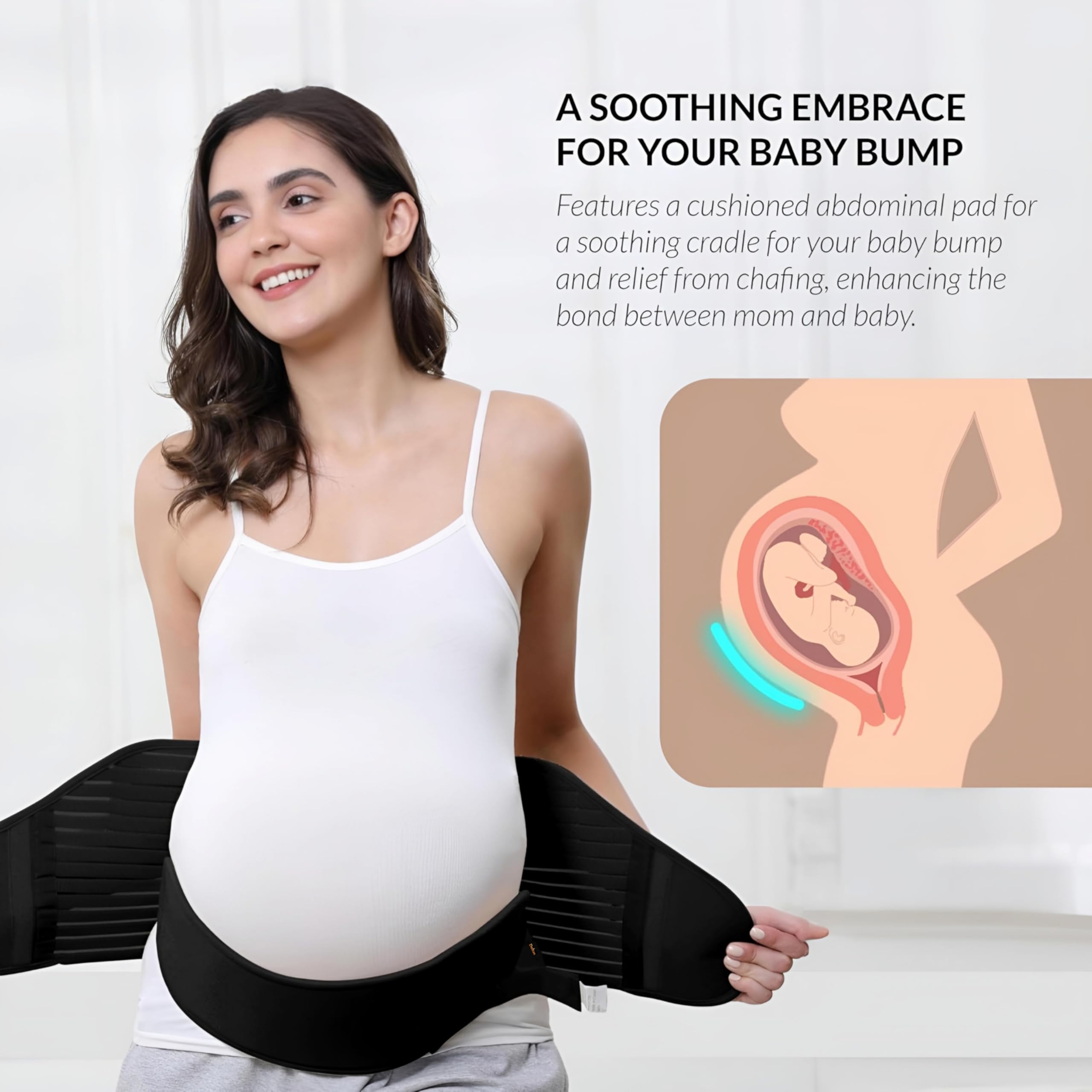DOLTAS Maternity Belt – Adjustable Pregnancy Support Belt for Belly, Back & Pelvic Relief – Comfortable Pre Natal Belly Band – Breathable Pregnancy Belt for Prenatal & Postpartum Belly Support – Pack Of 1 (Black) 4