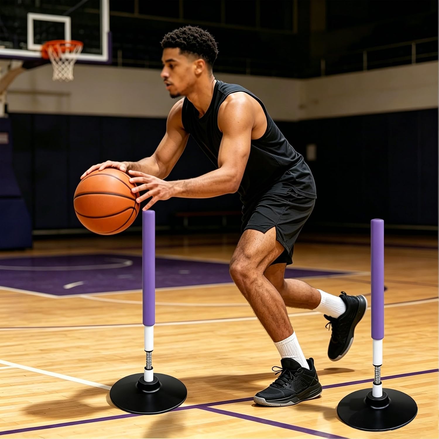 TNZMART Soccer Agility Poles Training Equipment Foam Padded Spring Loaded for Basketball Football Practice Drill Speed and Sports Gear