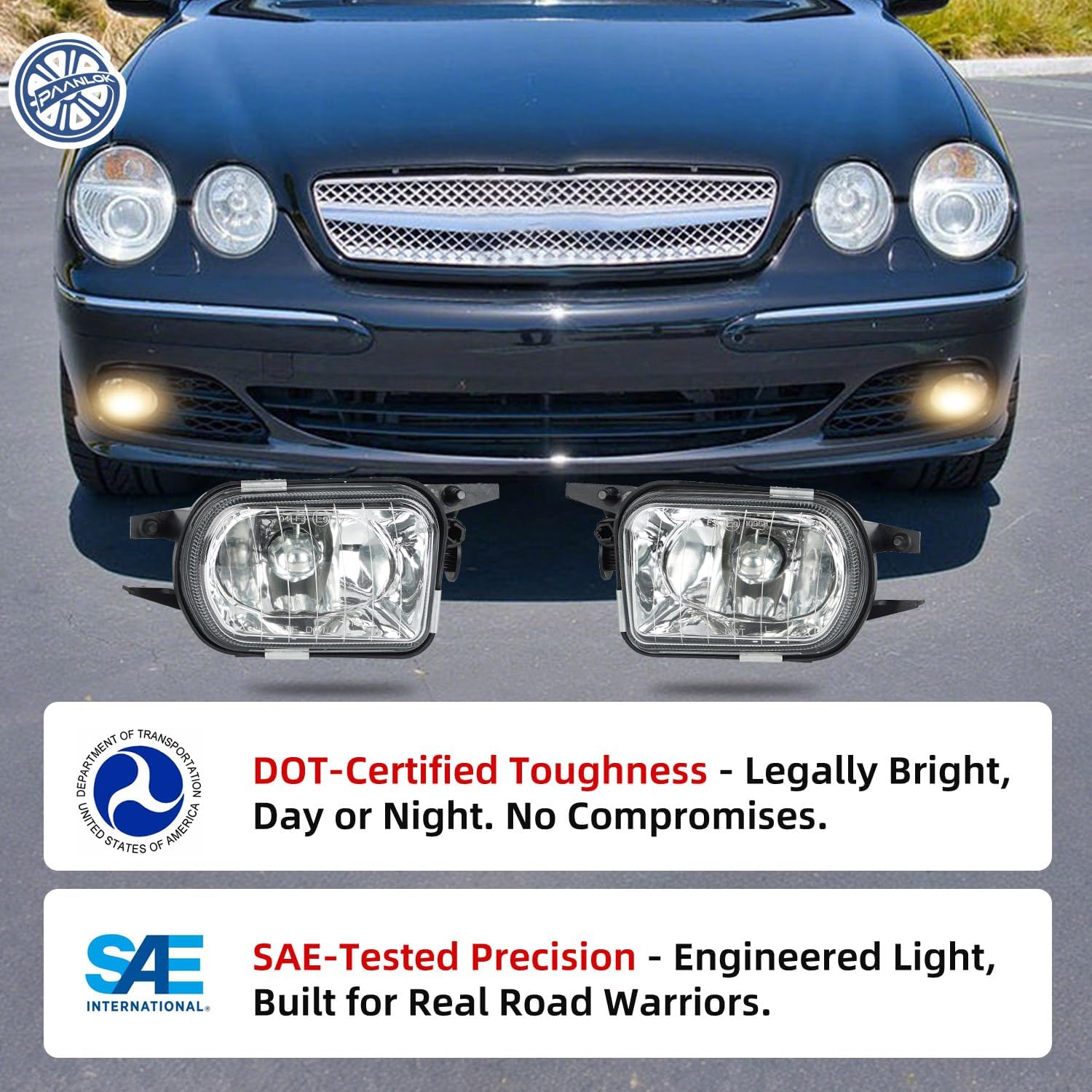 Fog Lights for Mercedes-Benz C/CL/CLK/SL/SLK Class (2001-2009) - AMG & Base Models with OE Fitment, SAE J583 Fog Lamps Replacement (Clear)