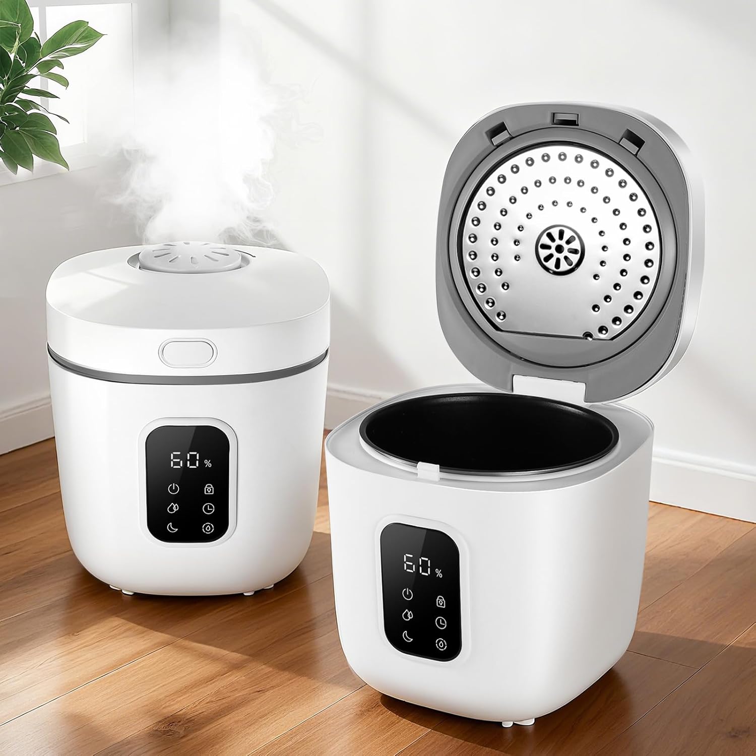 3.3L Warm Mist Humidifier for Bedroom Large Room, Stainless Steel Air Humidifier 0.87Gal Steam Humidifiers with Humidity Sensor Sleep Mode Auto Shut-off, Quiet & Safe for Baby Nursery Office Plants