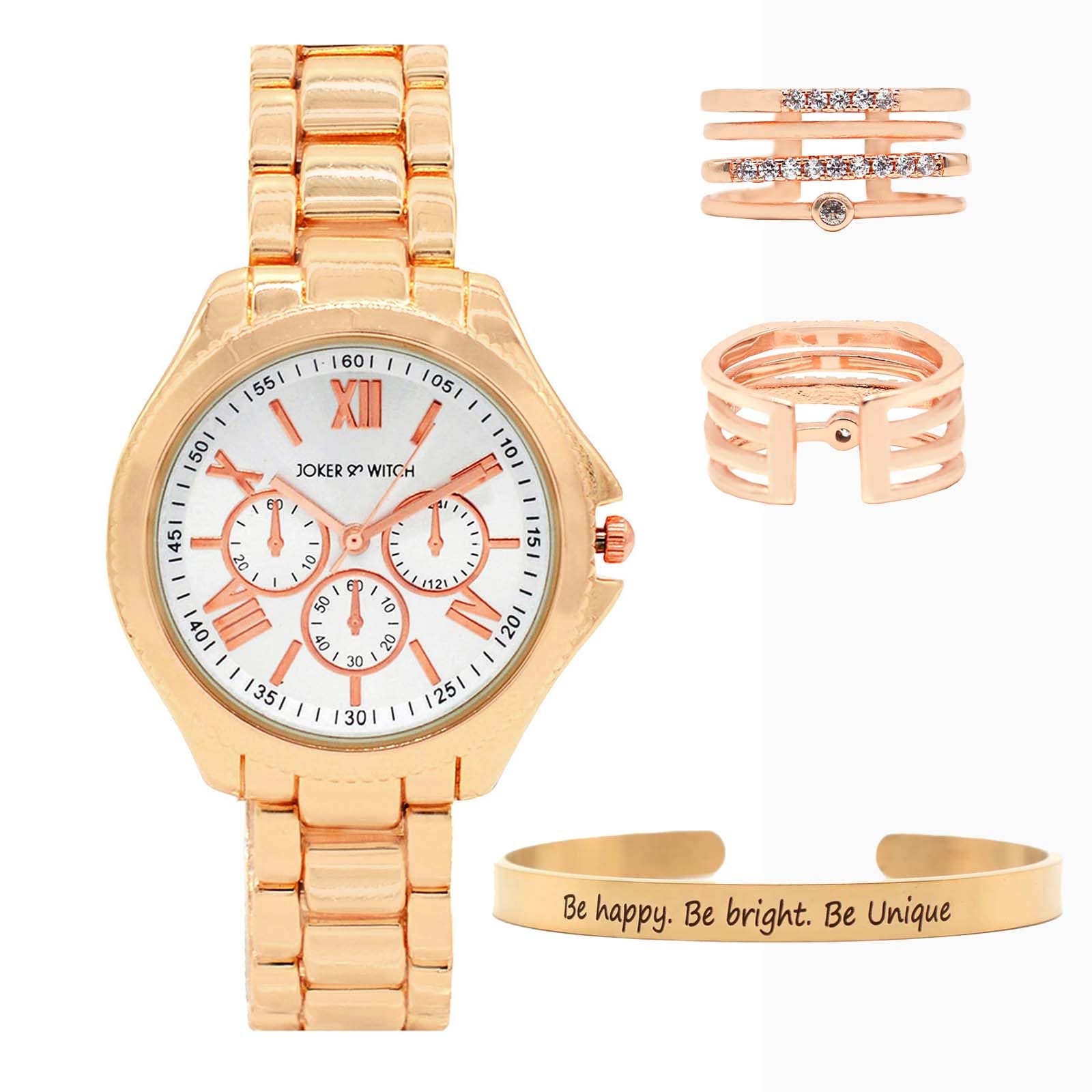 Joker & Witch Stainless Steel Queen Rosegold Love Triangle Analogue Watch For Women, White Dial, Pink Band (B08PS1MF5L) Amazon Price History, Amazon Price Tracker
