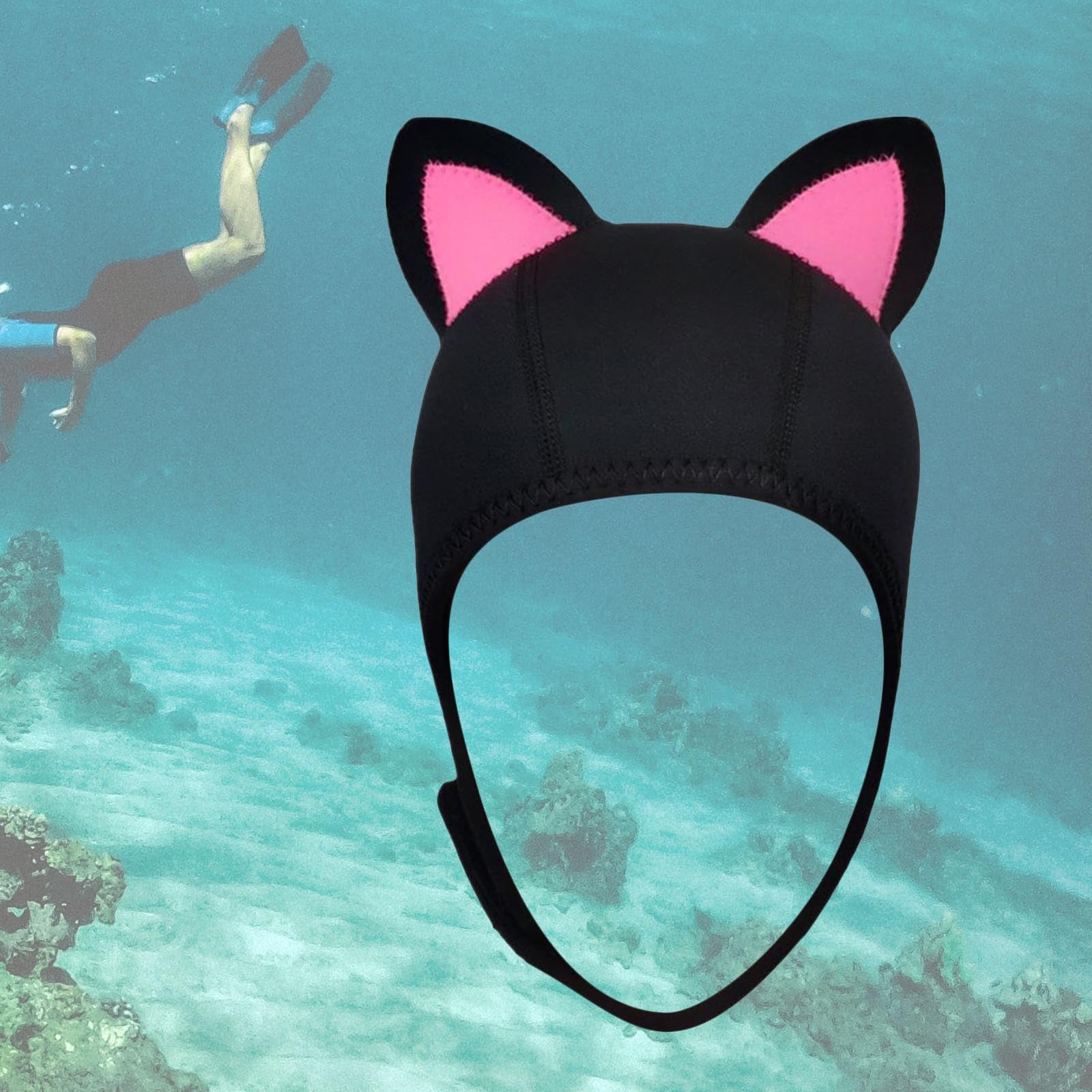 Cappuccio da Sub, Cuffia da Nuoto in Neoprene, Simpatico Cappuccio da Sub per Uomo E Donna, Cuffia da Surf per Canoa, Nero Rosa